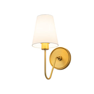 LightFixturesUSA - French 1 - Light White Linen Conical Vanity Wall Sconce - Wall Sconce - Brass - 
