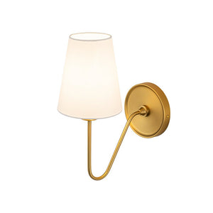 LightFixturesUSA - French 1 - Light White Linen Conical Vanity Wall Sconce - Wall Sconce - Brass - 