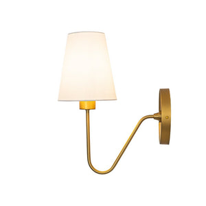LightFixturesUSA - French 1 - Light White Linen Conical Vanity Wall Sconce - Wall Sconce - Brass - 