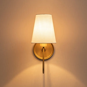 LightFixturesUSA - French 1 - Light White Linen Conical Vanity Wall Sconce - Wall Sconce - Brass - 