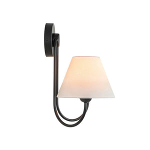 LightFixturesUSA - French 2 - Light White Linen Conical Vanity Wall Lamp - Wall Sconce - Brass - 