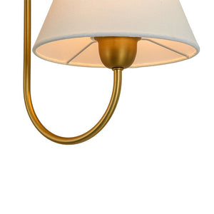 LightFixturesUSA - French 2 - Light White Linen Conical Vanity Wall Lamp - Wall Sconce - Brass - 
