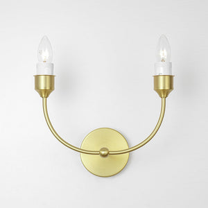 LightFixturesUSA - French 2 - Light White Linen Conical Vanity Wall Sconce - Wall Sconce - Brass - 