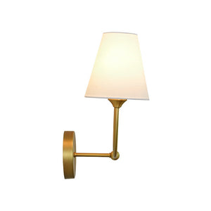 LightFixturesUSA - French 2 - Light White Linen Conical Vanity Wall Sconce - Wall Sconce - Brass - 