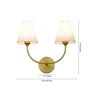 LightFixturesUSA - French 2 - Light White Linen Conical Vanity Wall Sconce - Wall Sconce - Brass - 