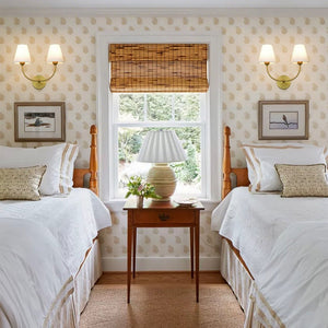 LightFixturesUSA - French 2 - Light White Linen Conical Vanity Wall Sconce - Wall Sconce - Brass - 