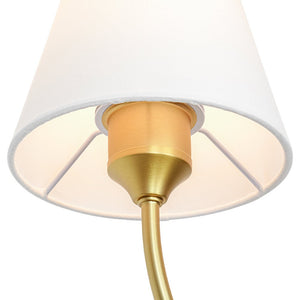 LightFixturesUSA - French 2 - Light White Linen Conical Vanity Wall Sconce - Wall Sconce - Brass - 