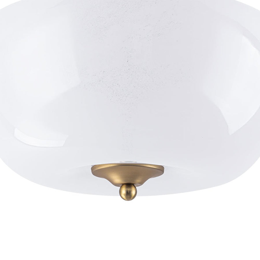 LightFixturesUSA - French 3 - Light White Clouded Glass Round Semi Flush Mount - Ceiling Light - Brass - 