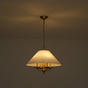 LightFixturesUSA-French 4-Light Candle Style Fabric Conical Cage Pendant-Chandelier-20 in-