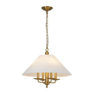 LightFixturesUSA-French 4-Light Candle Style Fabric Conical Cage Pendant-Chandelier-20 in-