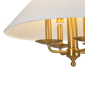 LightFixturesUSA-French 4-Light Candle Style Fabric Conical Cage Pendant-Chandelier-20 in-