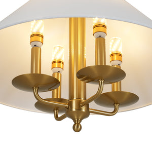 LightFixturesUSA-French 4-Light Candle Style Fabric Conical Cage Pendant-Chandelier-20 in-