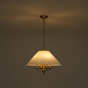 LightFixturesUSA-French 4-Light Candle Style Fabric Conical Cage Pendant-Chandelier-20 in-