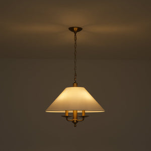 LightFixturesUSA-French 4-Light Candle Style Fabric Conical Cage Pendant-Chandelier-20 in-