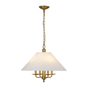 LightFixturesUSA-French 4-Light Candle Style Fabric Conical Cage Pendant-Chandelier-20 in-
