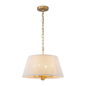 LightFixturesUSA - French 4 - Light Candle Woven Beige Thread Drum Cage Pendant - Chandelier - 15.7 in (Pre - Order) - 
