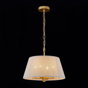 LightFixturesUSA - French 4 - Light Candle Woven Beige Thread Drum Cage Pendant - Chandelier - 15.7 in (Pre - Order) - 