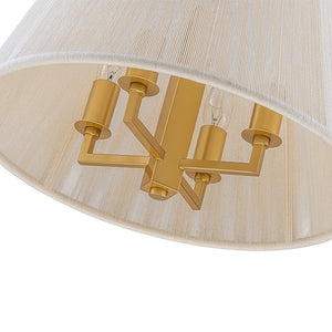 LightFixturesUSA - French 4 - Light Candle Woven Beige Thread Drum Cage Pendant - Chandelier - 15.7 in (Pre - Order) - 