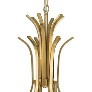 LightFixturesUSA-French 6-Light Frosted Glass Shade Scrolling Chandelier-Chandelier-Brass-