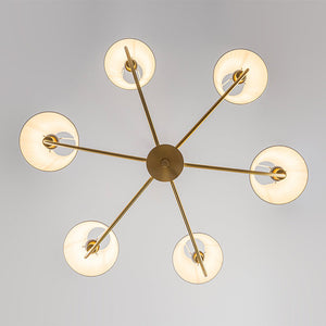 LightFixturesUSA-French 6-Light Tiered Fabric Cone Shade Candle Chandelier-Chandelier-Brass-