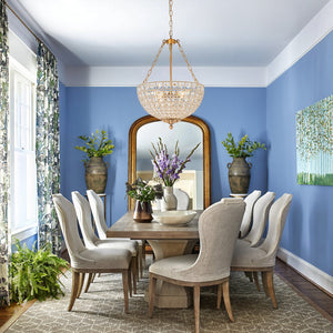 LightFixturesUSA-French Antique Brass Bronze Crystal Round Cage Chandelier-Ceiling Light-18 in-