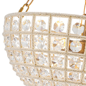 LightFixturesUSA-French Antique Brass Bronze Crystal Round Cage Chandelier-Ceiling Light-18 in-