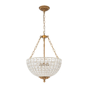 LightFixturesUSA-French Antique Brass Bronze Crystal Round Cage Chandelier-Ceiling Light-18 in-