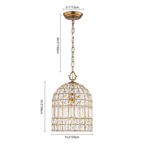 LightFixturesUSA-French Antique Brass Crystal Cage Chandelier-Chandelier-S/1-Lt-