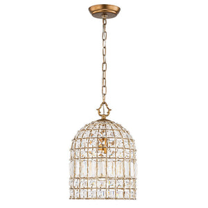 LightFixturesUSA-French Antique Brass Crystal Cage Chandelier-Chandelier-S/1-Lt-