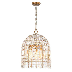 LightFixturesUSA-French Antique Brass Crystal Cage Chandelier-Chandelier-S/1-Lt-