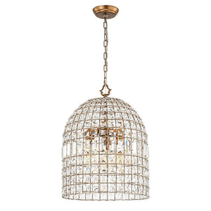 LightFixturesUSA-French Antique Brass Crystal Cage Chandelier-Chandelier-S/1-Lt-