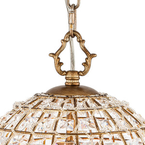 LightFixturesUSA-French Antique Brass Crystal Cage Chandelier-Chandelier-S/1-Lt-