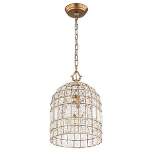 LightFixturesUSA-French Antique Brass Crystal Cage Chandelier-Chandelier-S/1-Lt-