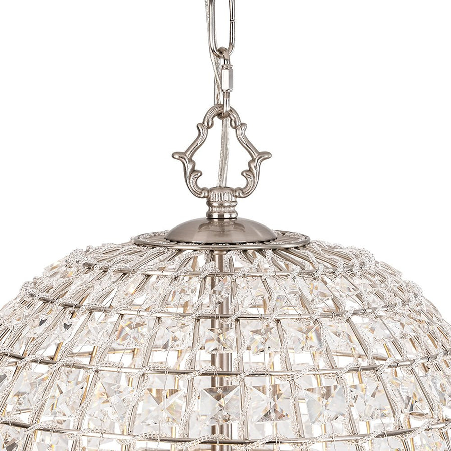 LightFixturesUSA - French Antique Brass Crystal Cage Chandelier - Chandelier - S/Nickel - 
