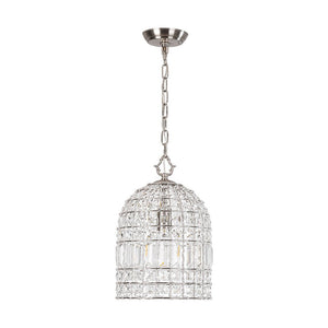 LightFixturesUSA - French Antique Brass Crystal Cage Chandelier - Chandelier - S/Nickel - 