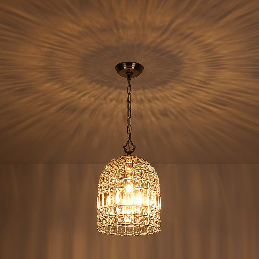 LightFixturesUSA - French Antique Brass Crystal Cage Chandelier - Chandelier - S/Nickel - 