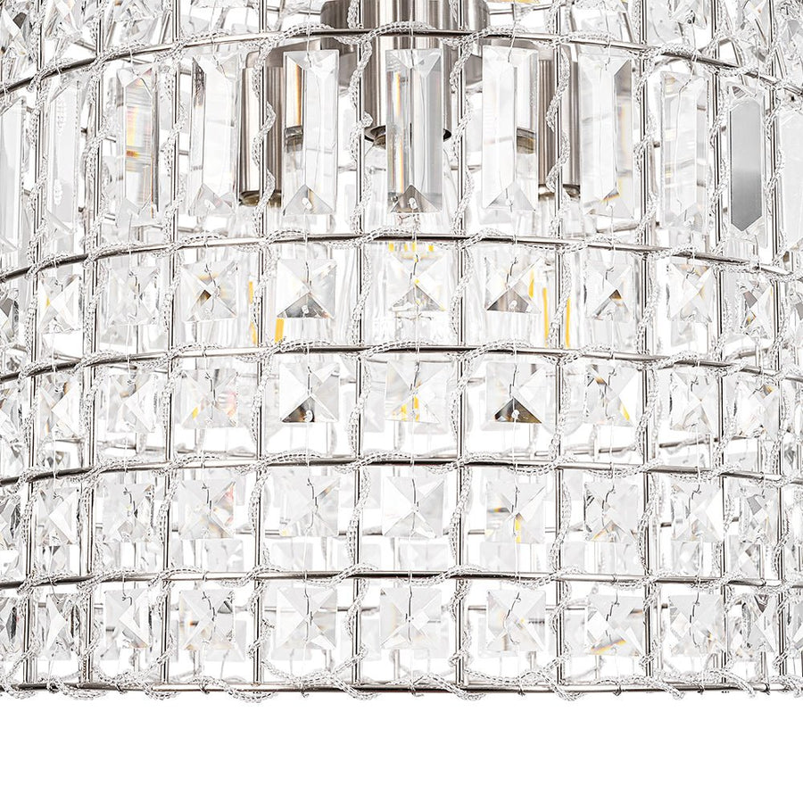 LightFixturesUSA - French Antique Brass Crystal Cage Chandelier - Chandelier - S/Nickel - 