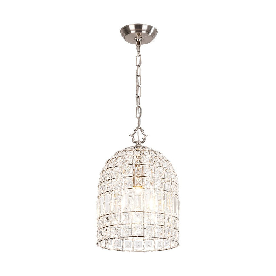 LightFixturesUSA - French Antique Brass Crystal Cage Chandelier - Chandelier - S/Nickel - 