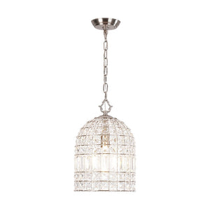 LightFixturesUSA - French Antique Brass Crystal Cage Chandelier - Chandelier - S/Nickel - 