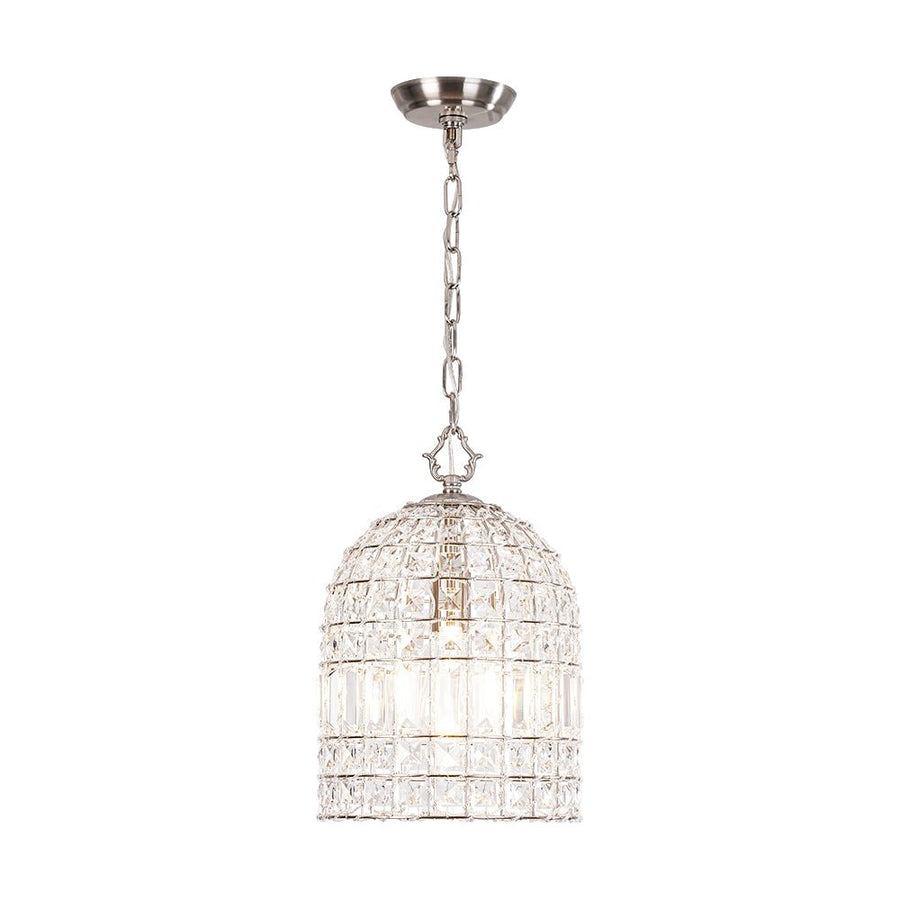 LightFixturesUSA - French Antique Brass Crystal Cage Chandelier - Chandelier - S/Nickel - 