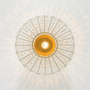 LightFixturesUSA-French Antique Brass Crystal Globe Cage Semi Flush Mount-Ceiling Light-Lattice Cage-