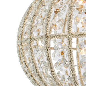 LightFixturesUSA-French Antique Brass Crystal Globe Cage Semi Flush Mount-Ceiling Light-Lattice Cage-