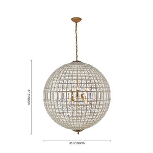 LightFixturesUSA - French Antique Brass Crystal Globe Chandelier - Chandelier - M / 3 - Lt - 