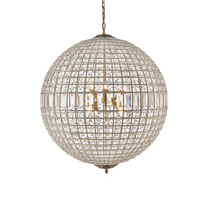 LightFixturesUSA - French Antique Brass Crystal Globe Chandelier - Chandelier - XL / 8 - Lt (Customized & Non - returnable) - 