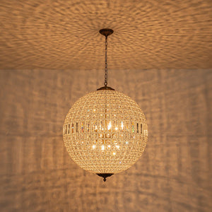 LightFixturesUSA - French Antique Brass Crystal Globe Chandelier - Chandelier - XL / 8 - Lt (Customized & Non - returnable) - 