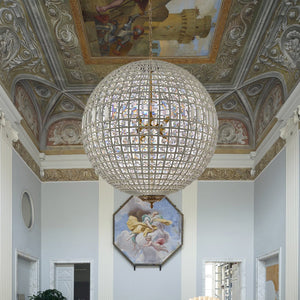 LightFixturesUSA - French Antique Brass Crystal Globe Chandelier - Chandelier - XL / 8 - Lt (Customized & Non - returnable) - 