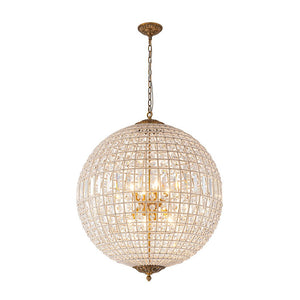 LightFixturesUSA - French Antique Brass Crystal Globe Chandelier - Chandelier - XL / 8 - Lt (Customized & Non - returnable) - 