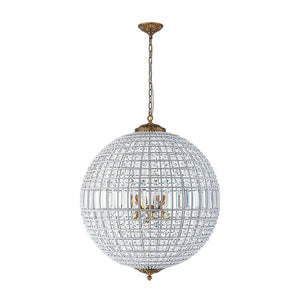 LightFixturesUSA - French Antique Brass Crystal Globe Chandelier - Chandelier - XL / 8 - Lt (Customized & Non - returnable) - 