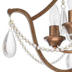 LightFixturesUSA-French Antique Crystal Candle Empire Cage Semi Flush Mount-Ceiling Light-17 in-