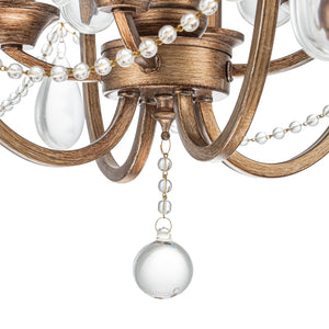 LightFixturesUSA-French Antique Crystal Candle Empire Cage Semi Flush Mount-Ceiling Light-17 in-